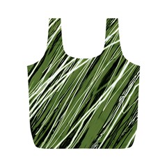 Green Decorative Pattern Full Print Recycle Bags (m)  by Valentinaart