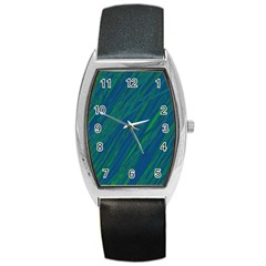 Green Pattern Barrel Style Metal Watch