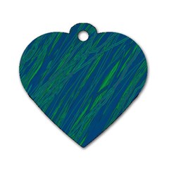 Green Pattern Dog Tag Heart (one Side)