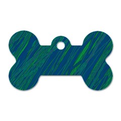 Green Pattern Dog Tag Bone (one Side)