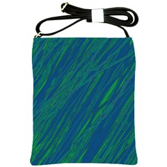 Green Pattern Shoulder Sling Bags by Valentinaart