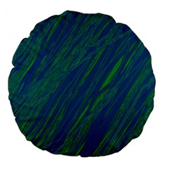 Green Pattern Large 18  Premium Flano Round Cushions