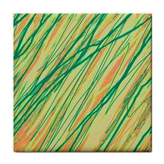 Green And Orange Pattern Tile Coasters