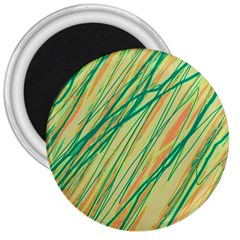 Green And Orange Pattern 3  Magnets by Valentinaart