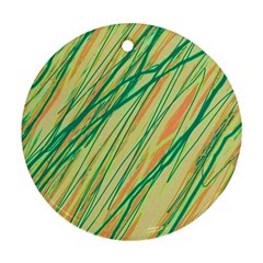 Green And Orange Pattern Ornament (round)  by Valentinaart