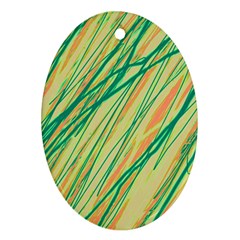 Green And Orange Pattern Ornament (oval)  by Valentinaart