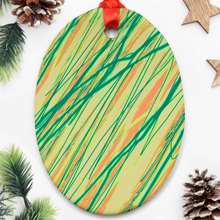 Green and orange pattern Ornament (Oval) 