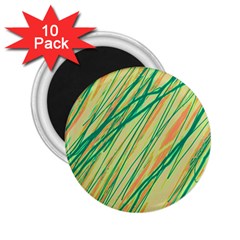 Green And Orange Pattern 2 25  Magnets (10 Pack) 