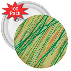 Green And Orange Pattern 3  Buttons (100 Pack) 