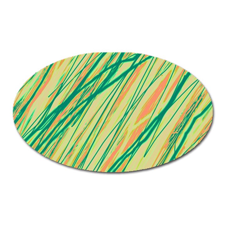 Green and orange pattern Oval Magnet