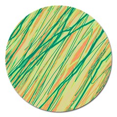 Green And Orange Pattern Magnet 5  (round)