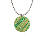 Green and orange pattern Button Necklaces Front