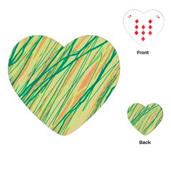 Green And Orange Pattern Playing Cards (heart) 