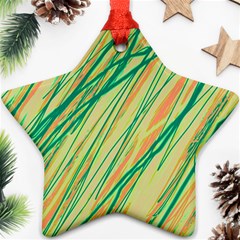 Green And Orange Pattern Star Ornament (two Sides) 