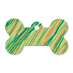 Green And Orange Pattern Dog Tag Bone (one Side) by Valentinaart