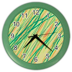 Green And Orange Pattern Color Wall Clocks