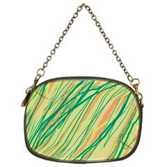 Green And Orange Pattern Chain Purses (one Side) 