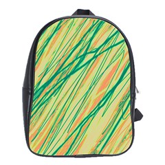 Green And Orange Pattern School Bags(large)  by Valentinaart