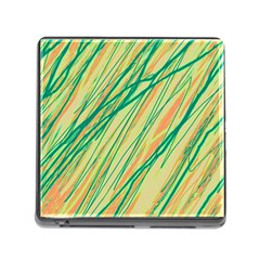 Green And Orange Pattern Memory Card Reader (square)