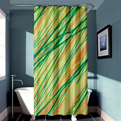 Green And Orange Pattern Shower Curtain 36  X 72  (stall) 