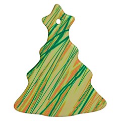 Green And Orange Pattern Christmas Tree Ornament (2 Sides)