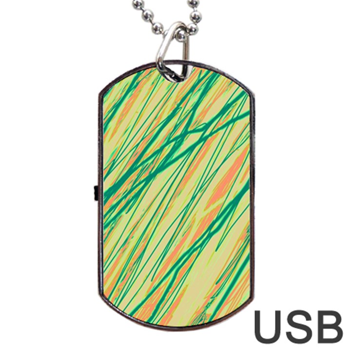 Green and orange pattern Dog Tag USB Flash (One Side)