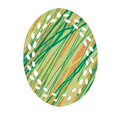 Green And Orange Pattern Ornament (oval Filigree) 