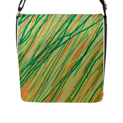 Green And Orange Pattern Flap Messenger Bag (l)  by Valentinaart