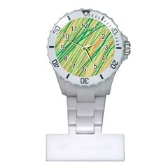 Green And Orange Pattern Plastic Nurses Watch by Valentinaart