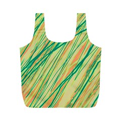 Green And Orange Pattern Full Print Recycle Bags (m)  by Valentinaart