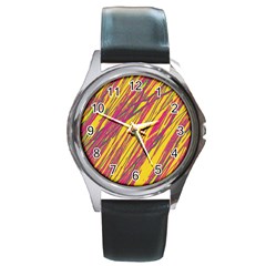 Orange pattern Round Metal Watch