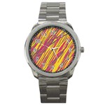 Orange pattern Sport Metal Watch Front