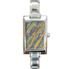 Blue And Yellow Van Gogh Pattern Rectangle Italian Charm Watch by Valentinaart