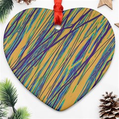 Blue And Yellow Van Gogh Pattern Ornament (heart) 