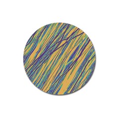 Blue And Yellow Van Gogh Pattern Magnet 3  (round) by Valentinaart