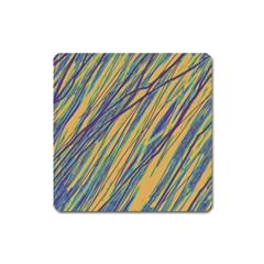 Blue And Yellow Van Gogh Pattern Square Magnet by Valentinaart