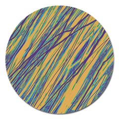 Blue And Yellow Van Gogh Pattern Magnet 5  (round) by Valentinaart