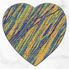 Blue And Yellow Van Gogh Pattern Jigsaw Puzzle (heart)