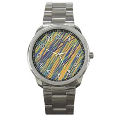 Blue And Yellow Van Gogh Pattern Sport Metal Watch