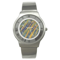 Blue And Yellow Van Gogh Pattern Stainless Steel Watch