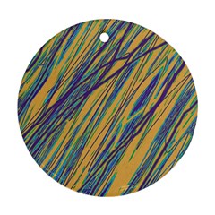 Blue And Yellow Van Gogh Pattern Round Ornament (two Sides) 