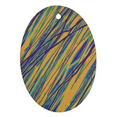 Blue And Yellow Van Gogh Pattern Oval Ornament (two Sides)