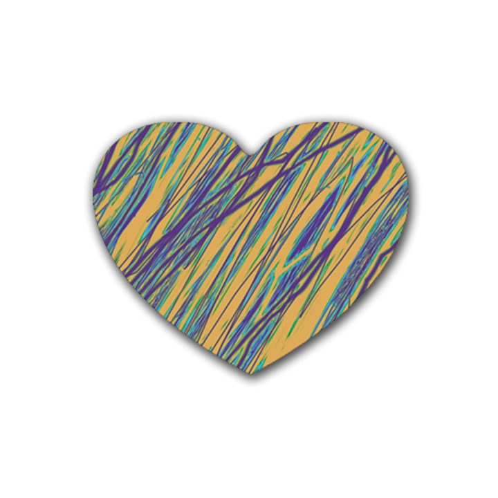 Blue and yellow Van Gogh pattern Rubber Coaster (Heart) 