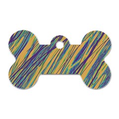 Blue And Yellow Van Gogh Pattern Dog Tag Bone (two Sides)