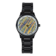 Blue And Yellow Van Gogh Pattern Stainless Steel Round Watch