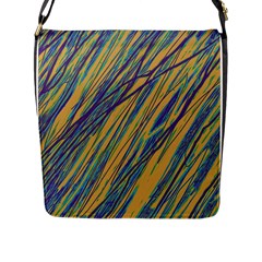 Blue And Yellow Van Gogh Pattern Flap Messenger Bag (l) 