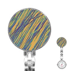 Blue And Yellow Van Gogh Pattern Stainless Steel Nurses Watch by Valentinaart