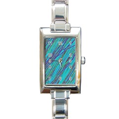 Blue Pattern Rectangle Italian Charm Watch