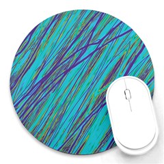 Blue Pattern Round Mousepads