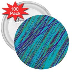 Blue Pattern 3  Buttons (100 Pack) 